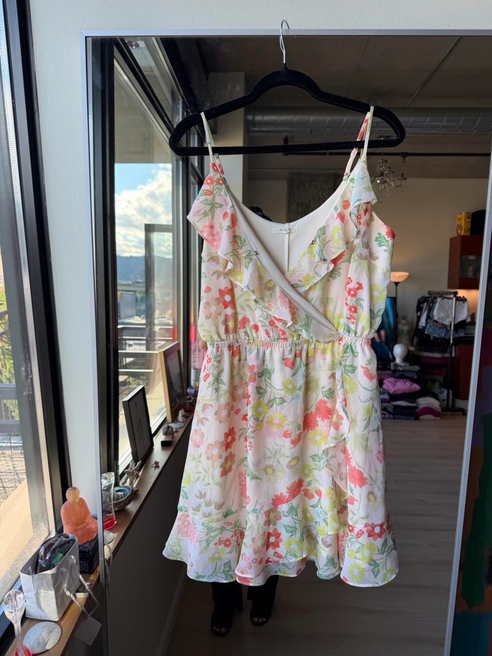 Maurices White Floral V-Neck Spaghetti-Strap Mini Dress - Picture 6 of 8